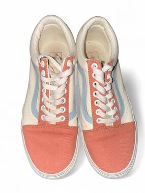 Vans Two-Tone Coral, Light Blue & Cream Low-Top Sneakers